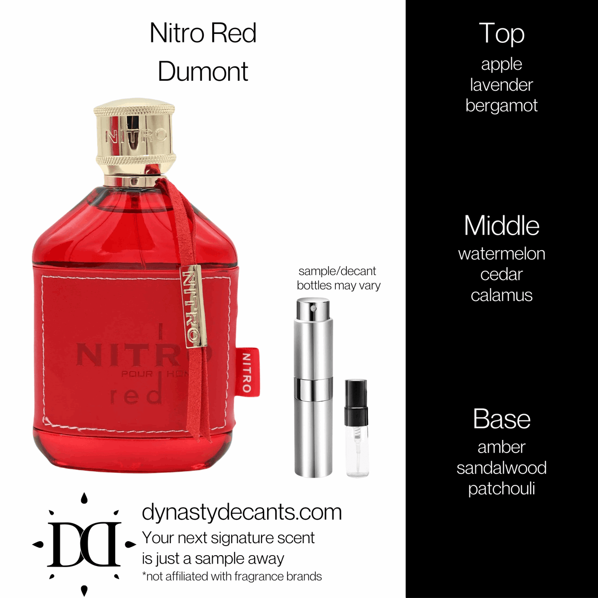 Fragrance sample bottle for Nitro Red by Dumont