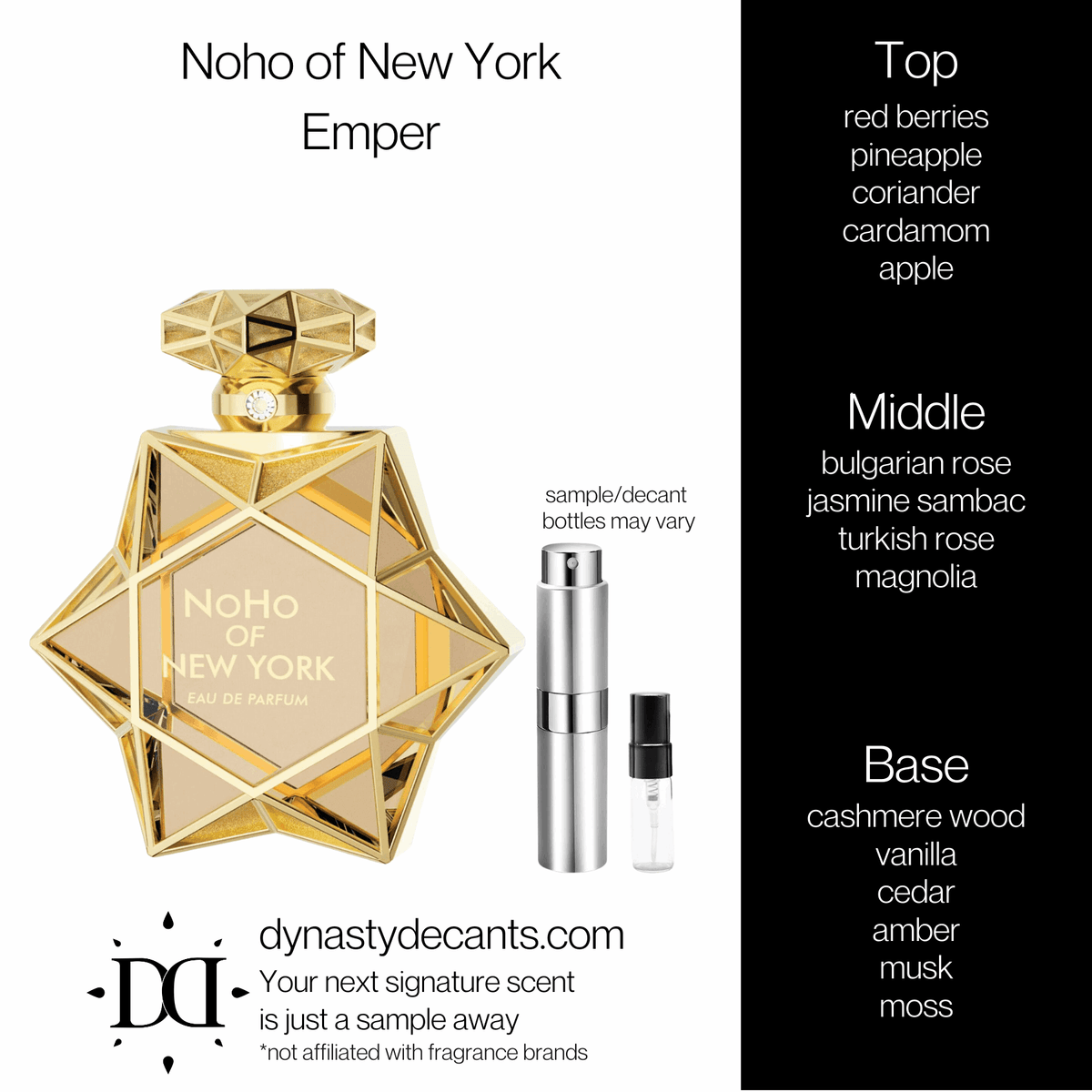 Fragrance sample bottle for Noho of New York by Emper