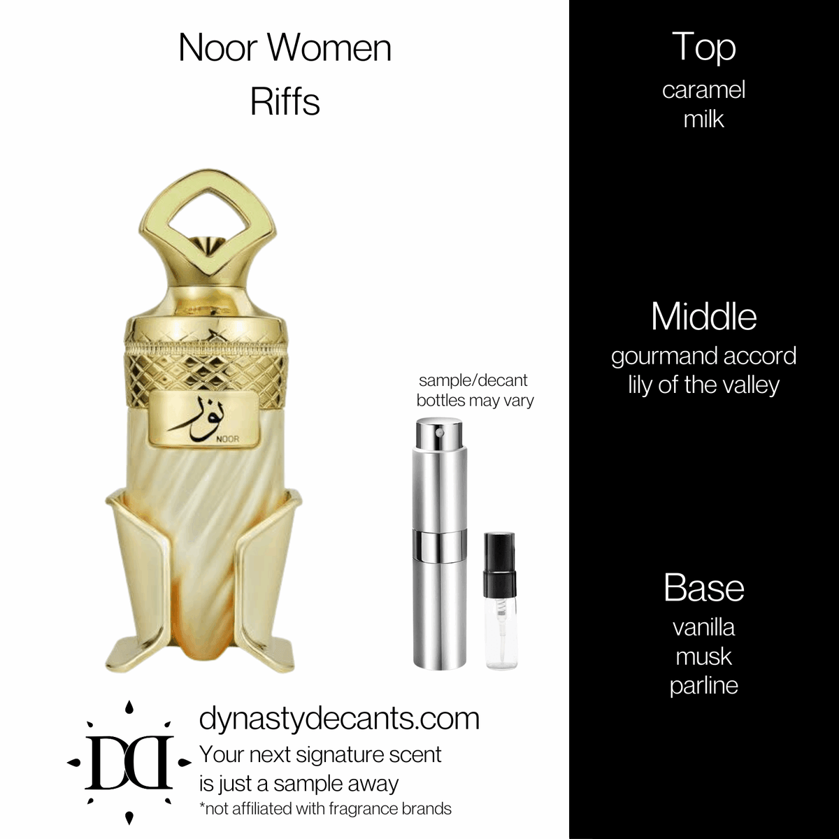 Fragrance sample bottle for Noor by Riiffs