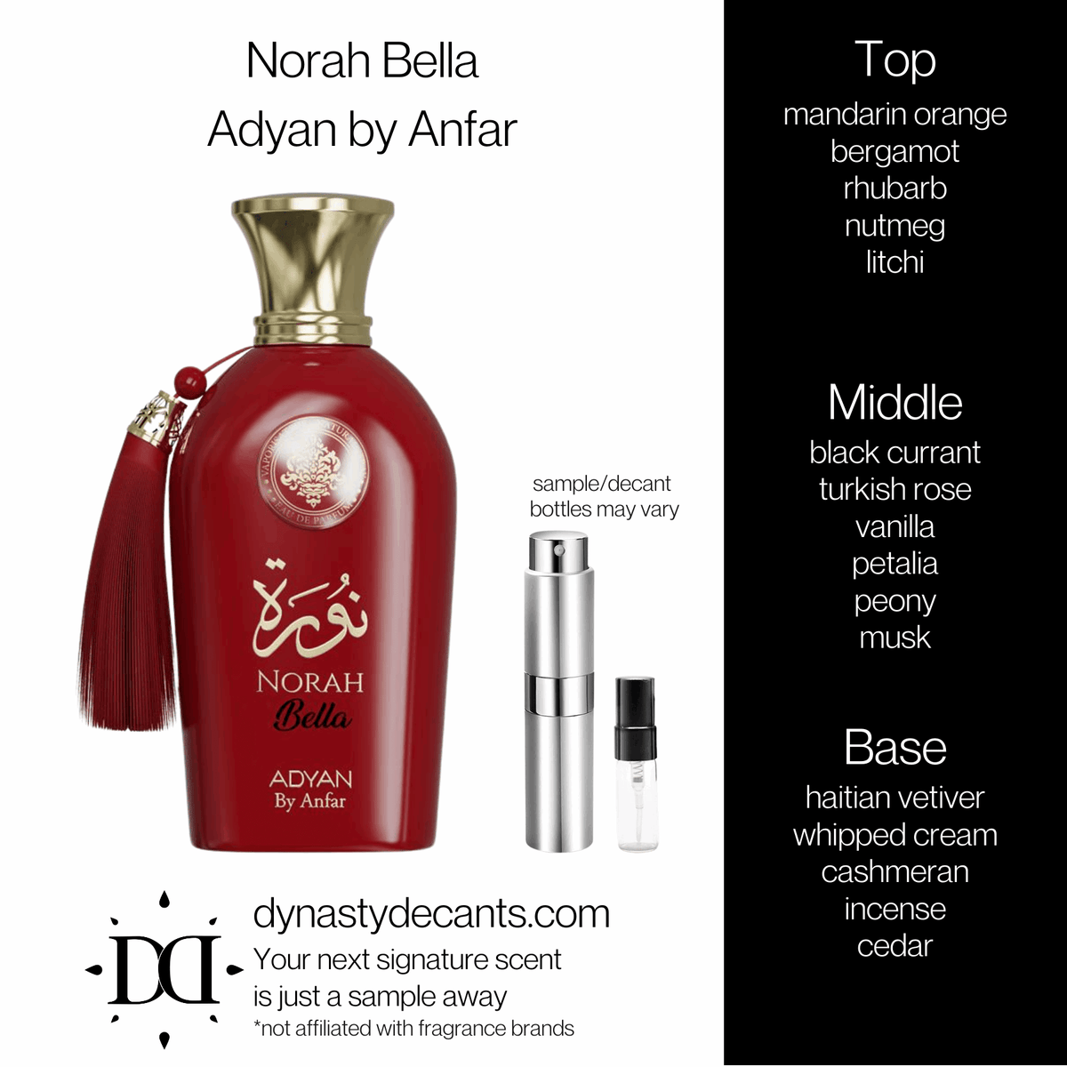 Fragrance sample bottle for Norah Bella by Adyan by Anfar