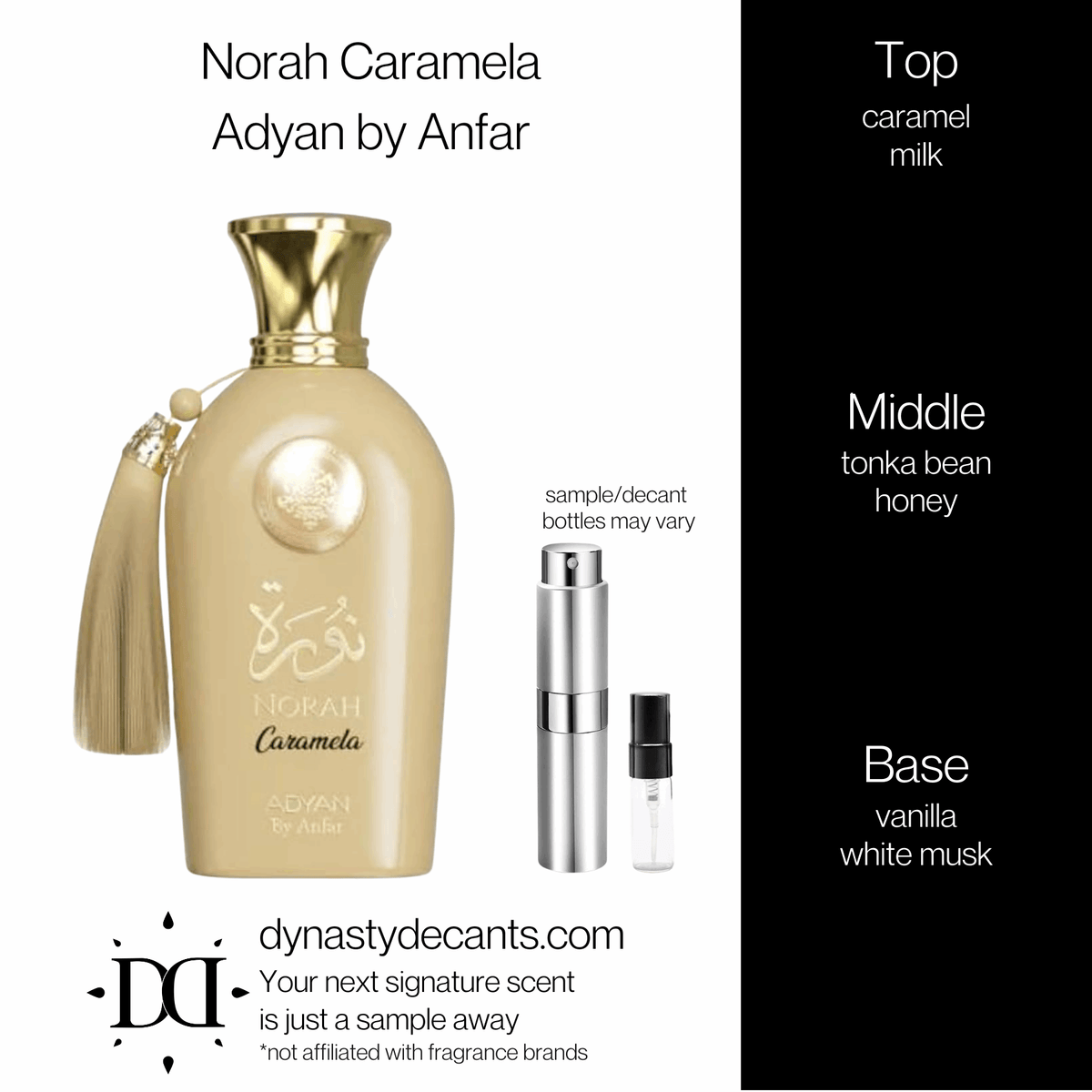 Fragrance sample bottle for Norah Caramela by Adyan by Anfar