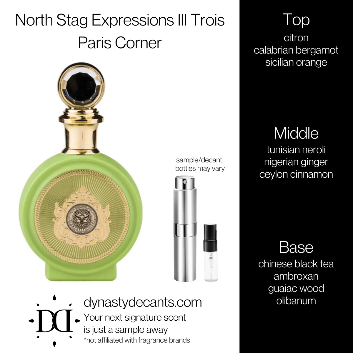 Fragrance sample bottle for North Stag Expressions III Trois by Paris Corner