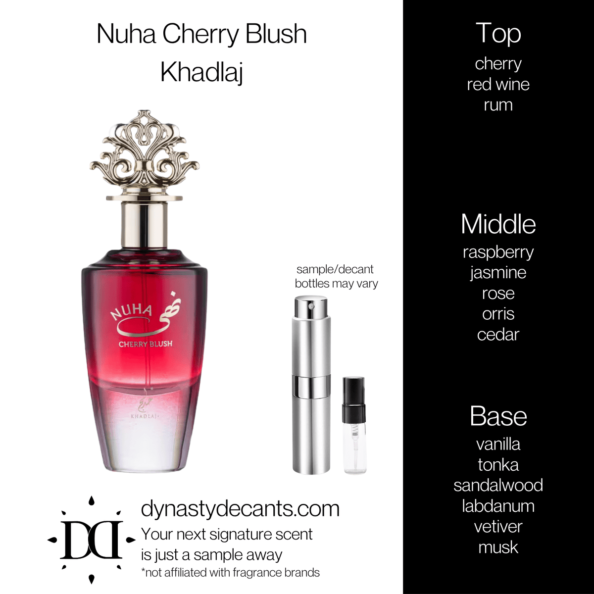 Fragrance sample bottle for Nuha Cherry Blush by Khadlaj
