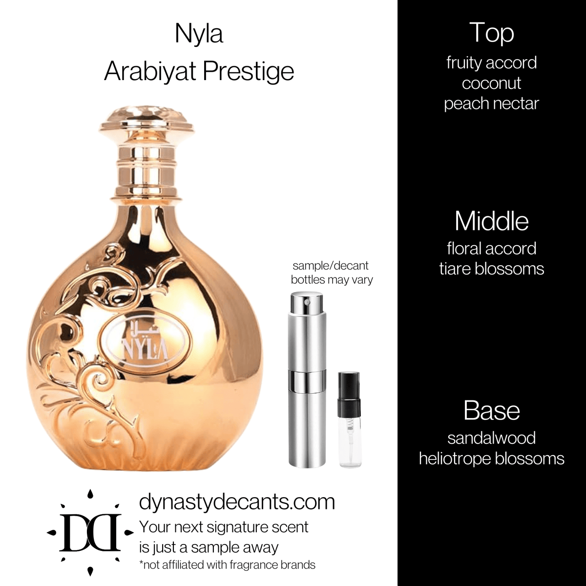 Fragrance sample bottle for Nyla by Arabiyat Prestige