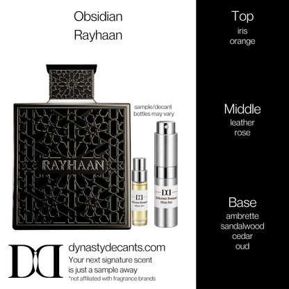 Fragrance sample bottle for Obsidian by Rayhaan