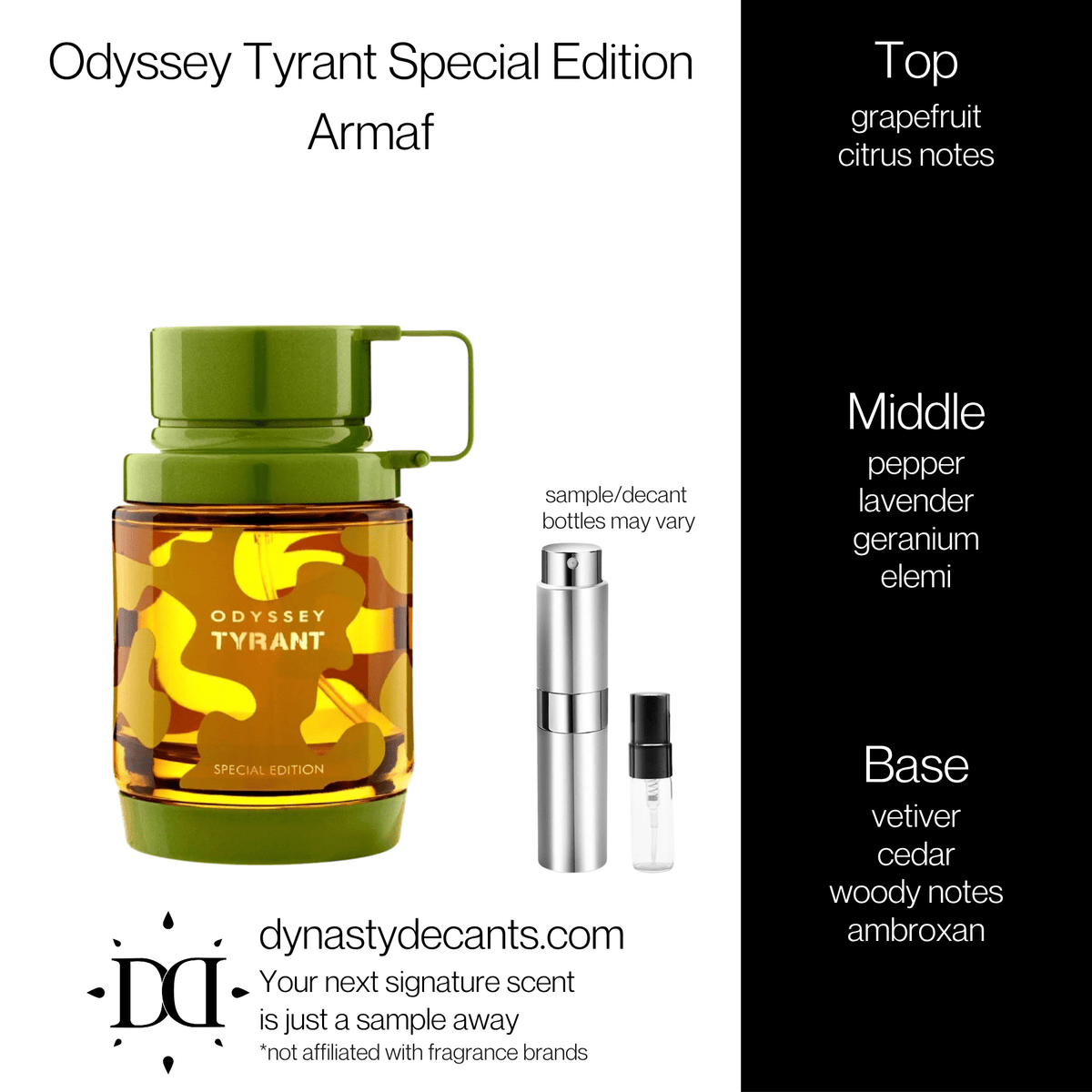 Odyssey Tyrant Special Edition by Armaf | Fragrance Sample | Decant - Dynasty Decants