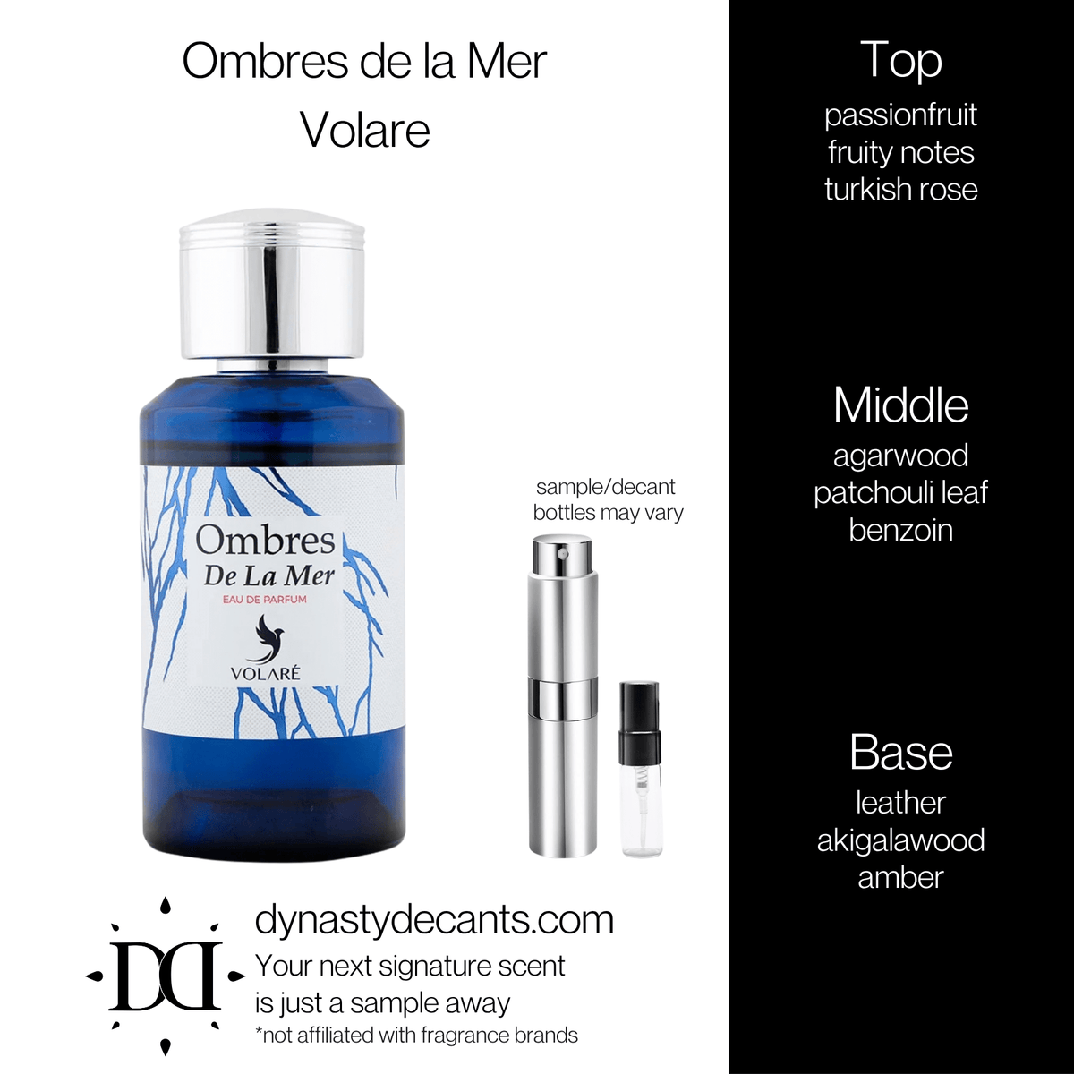 Fragrance sample bottle for Ombres de la Mer by Volare