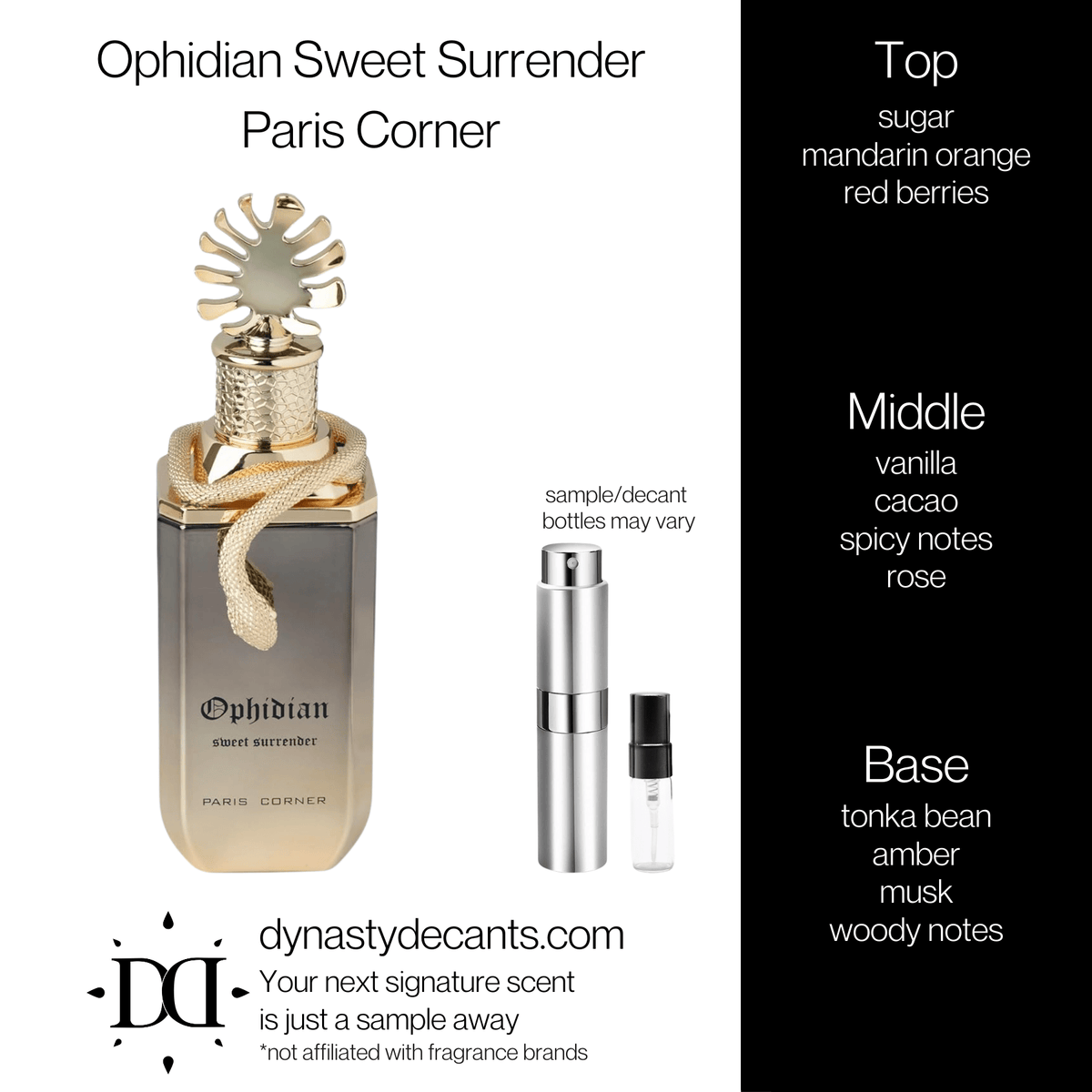Fragrance sample bottle for Ophidian Sweet Surrender by Paris Corner