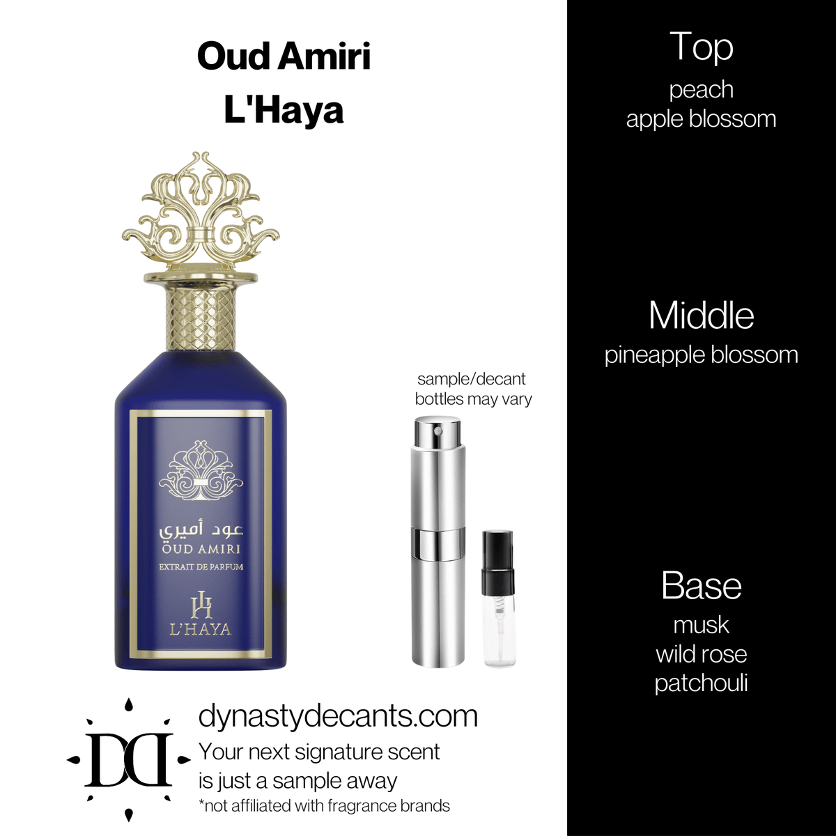 Fragrance sample bottle for Oud Amiri by L'Haya