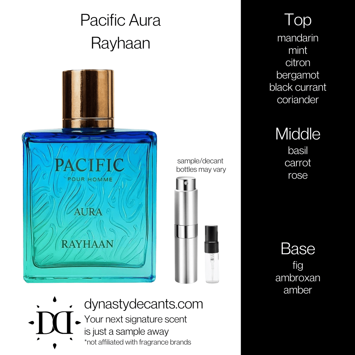 Fragrance sample bottle for Pacific Aura by Rayhaan