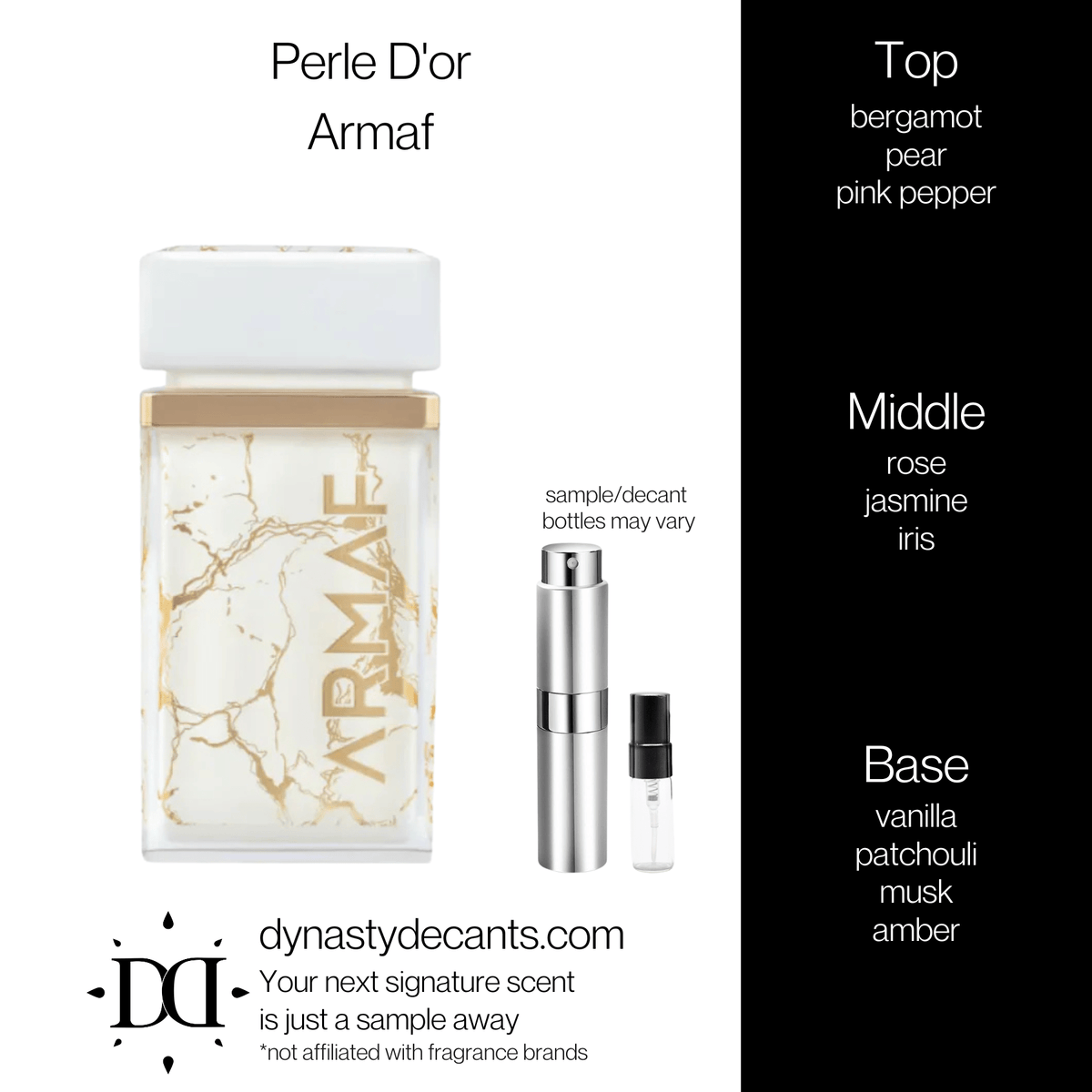 Fragrance sample bottle for Perle D'or by Armaf