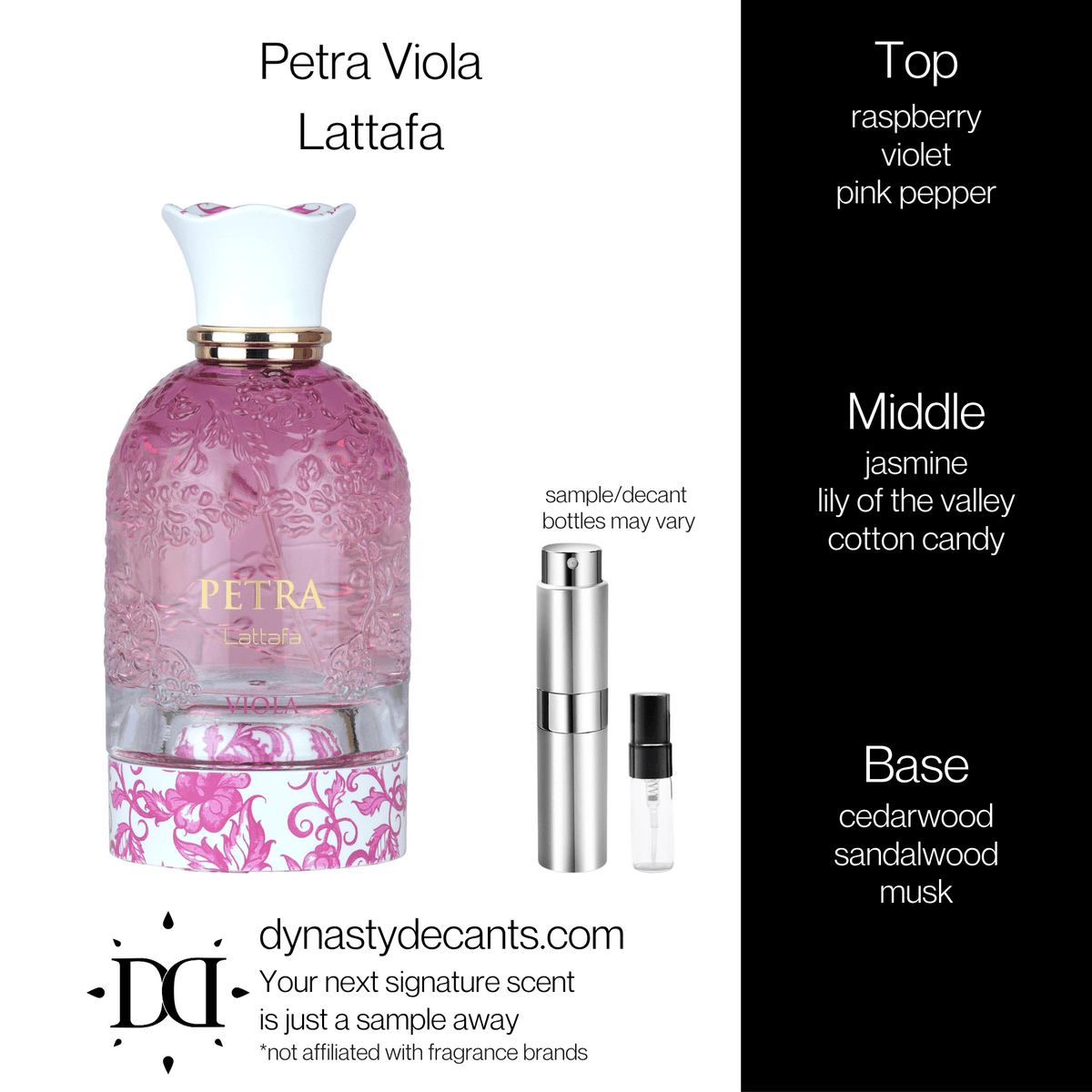 Fragrance sample bottle for Petra Viola by Lattafa
