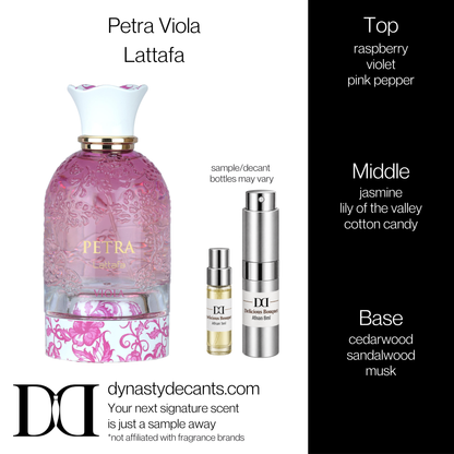 Fragrance sample bottle for Petra Viola by Lattafa