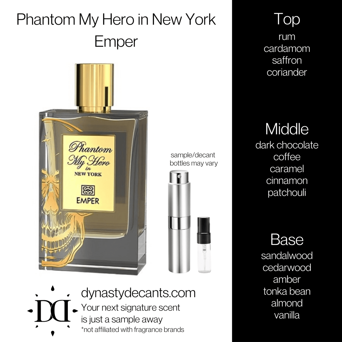 Fragrance sample bottle for Phantom My Hero in New York by Emper