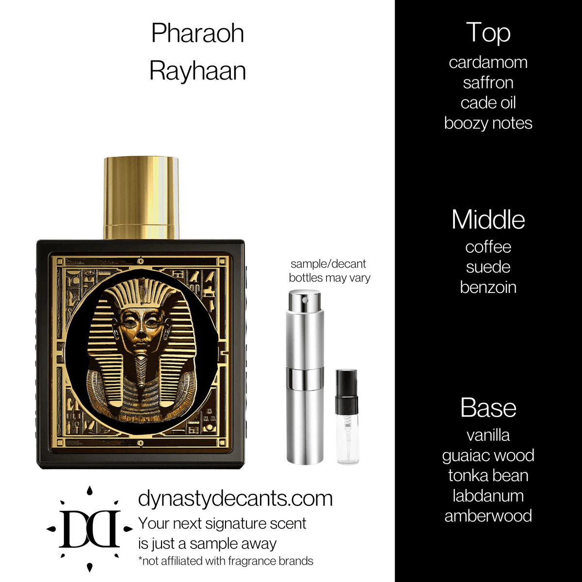 Fragrance sample bottle for Pharaoh by Rayhaan