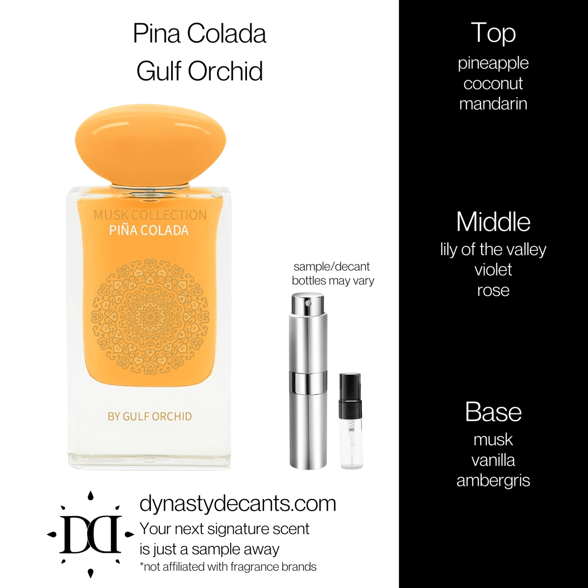 Fragrance sample bottle for Pina Colada by Gulf Orchid