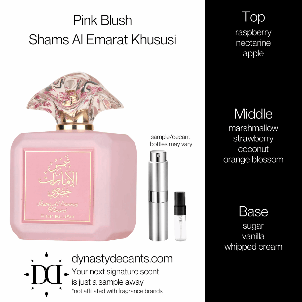 Fragrance sample bottle for Pink Blush by Shams Al Emarat Khususi