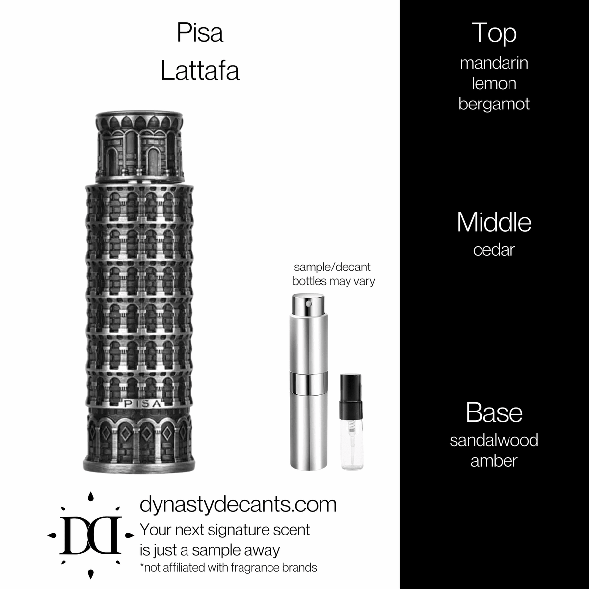 Fragrance sample bottle for Pisa by Lattafa