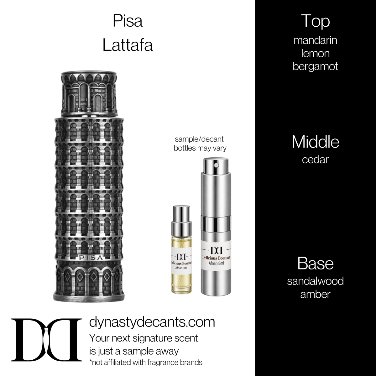 Fragrance sample bottle for Pisa by Lattafa