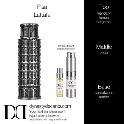 Fragrance sample bottle for Pisa by Lattafa