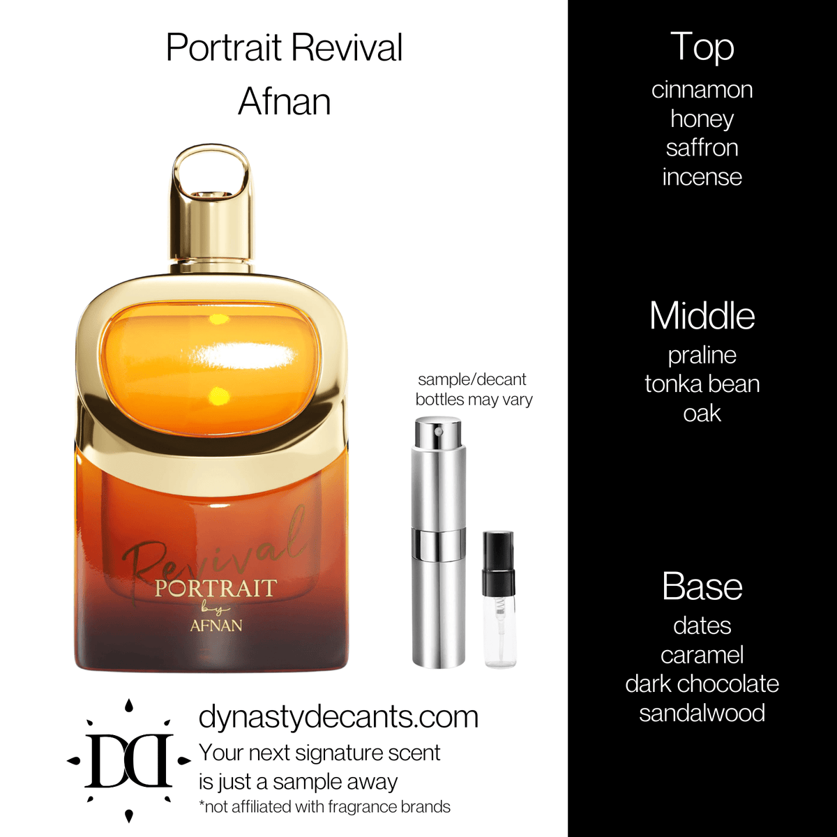 Fragrance sample bottle for Portrait Revival by Afnan