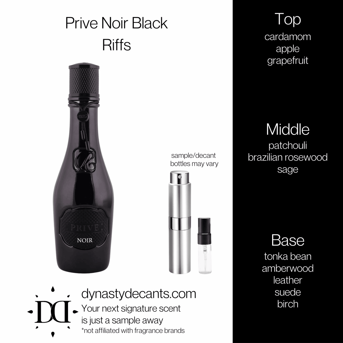 Fragrance sample bottle for Prive Noir Black by Riiffs