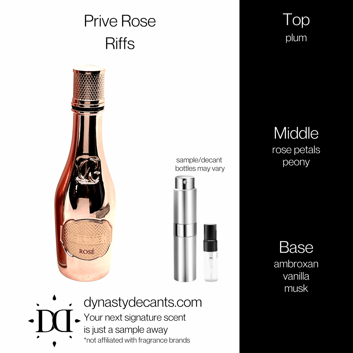 Fragrance sample bottle for Prive Rose by Riiffs