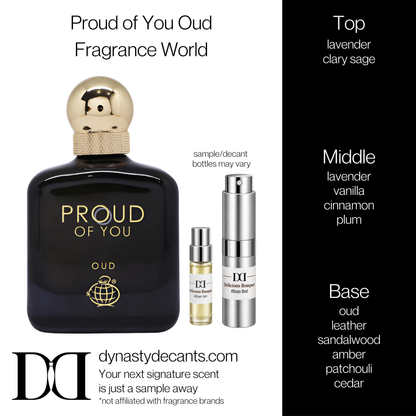 Fragrance sample bottle for Proud of You Oud by Fragrance World