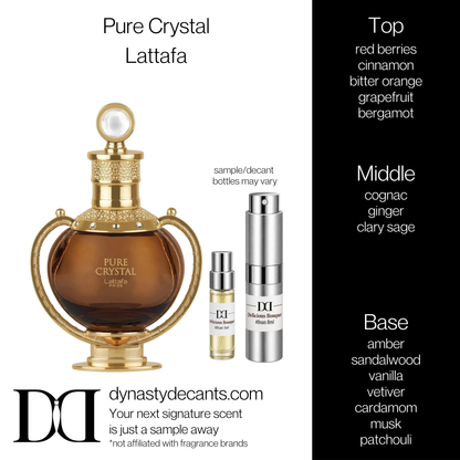 Fragrance sample bottle for Pure Crystal by Lattafa