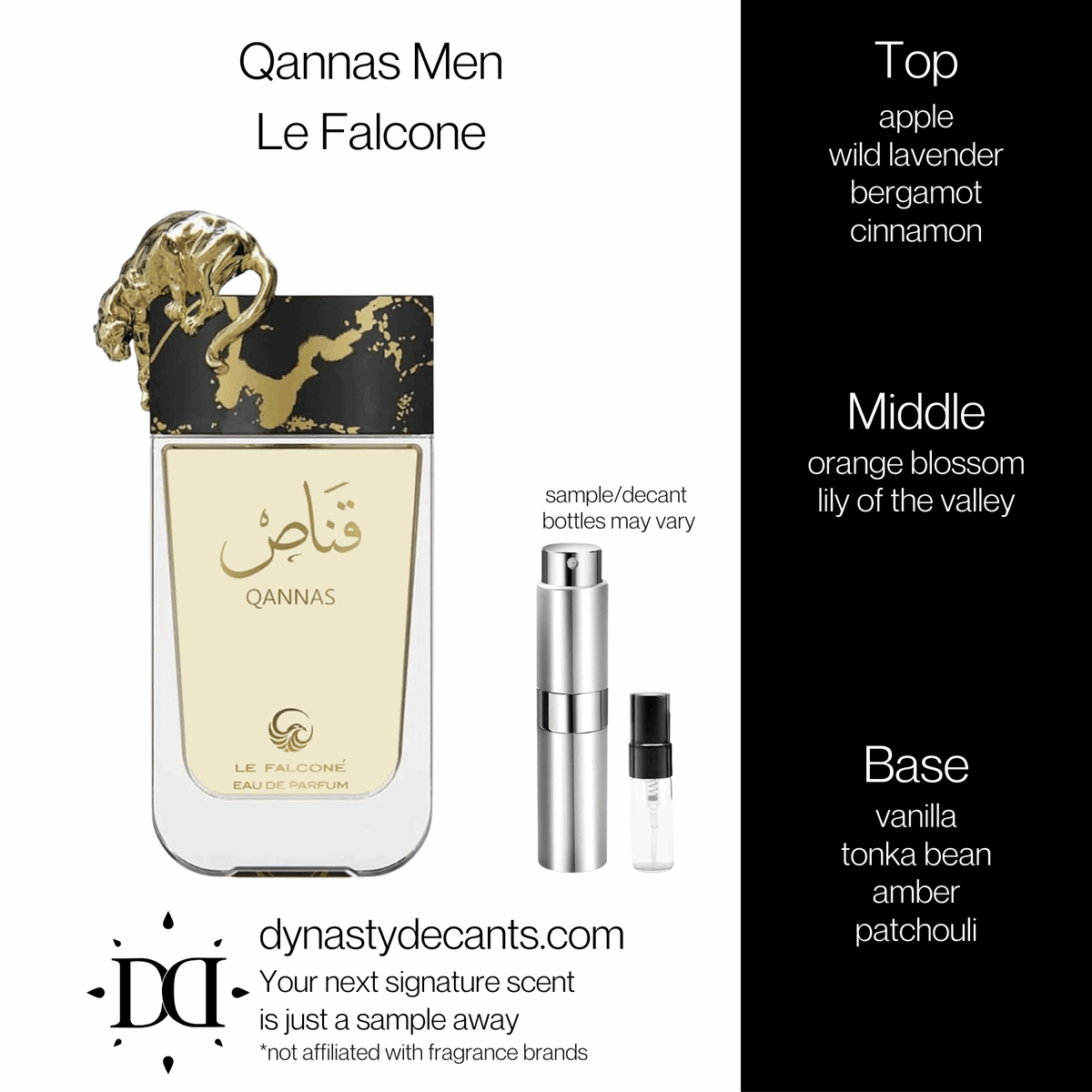 Fragrance sample bottle for Qannas by Le Falcone
