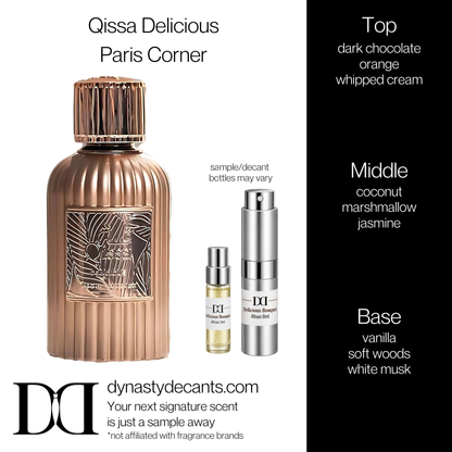 Fragrance sample bottle for Qissa Delicious by Paris Corner