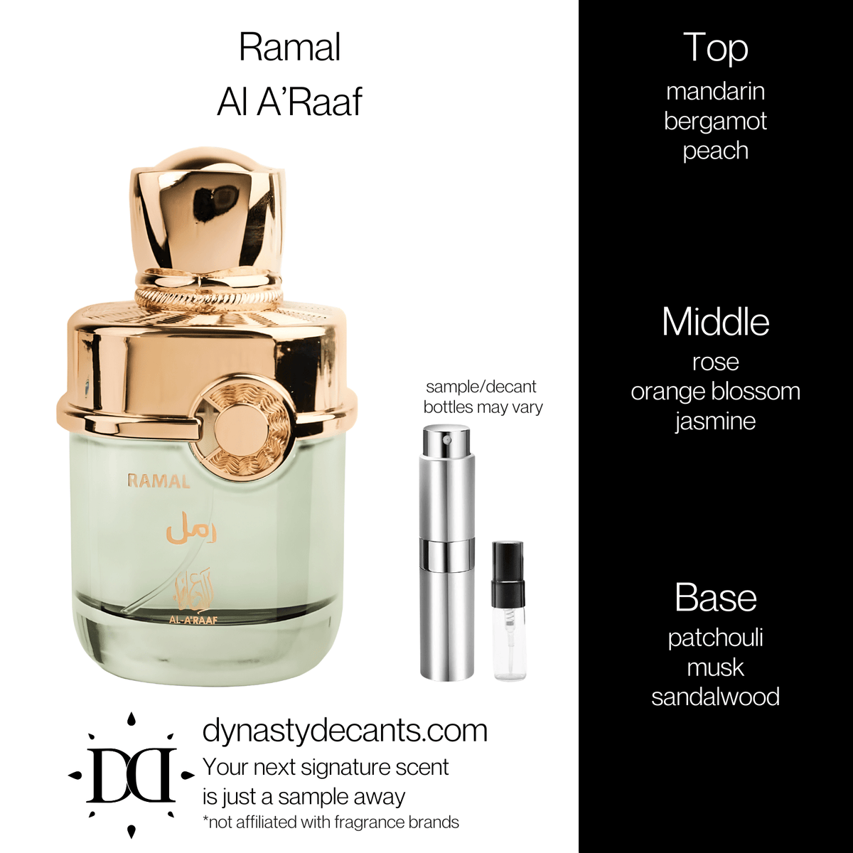 Fragrance sample bottle for Ramal by Al A' Raaf