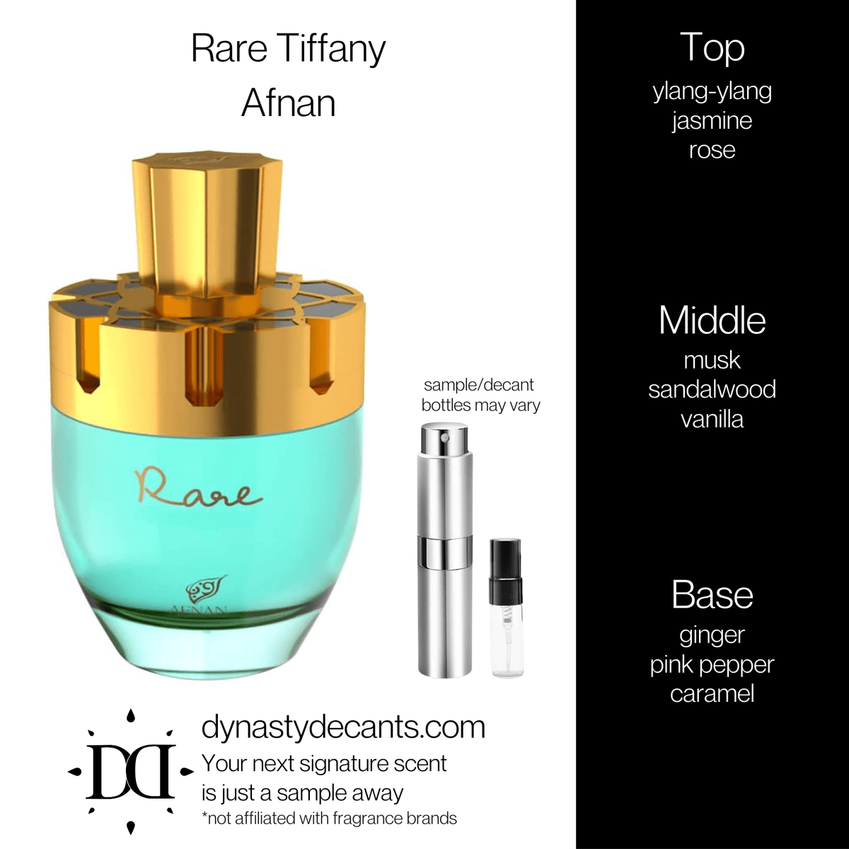 Fragrance sample bottle for Rare Tiffany by Afnan