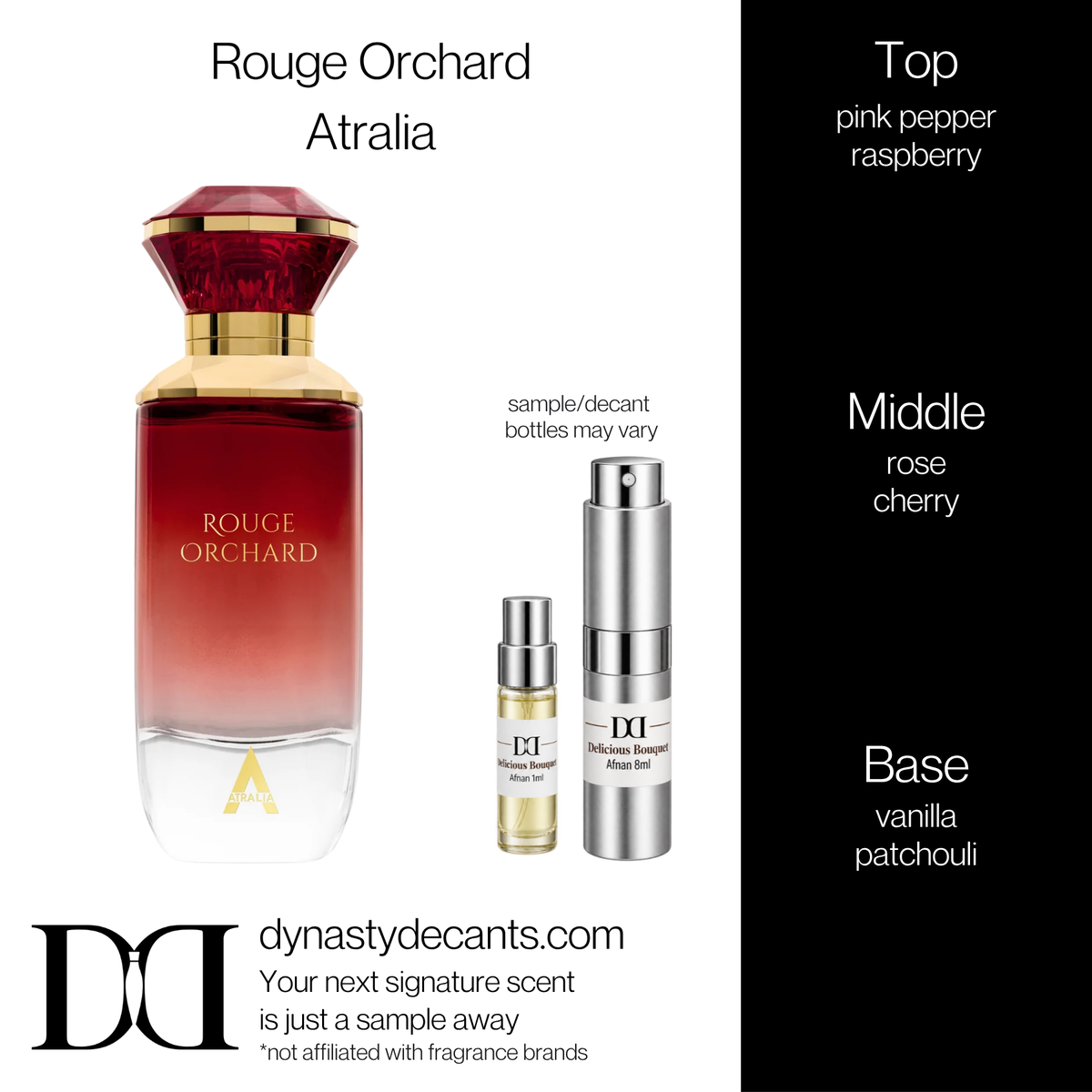 Fragrance sample bottle for Rouge Orchard by Atralia