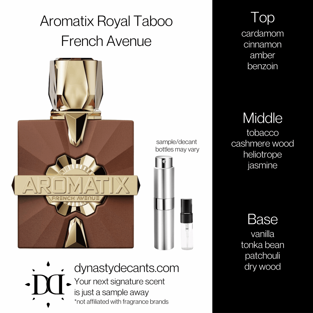 Fragrance sample bottle for Royal Taboo by Aromatix X French Avenue