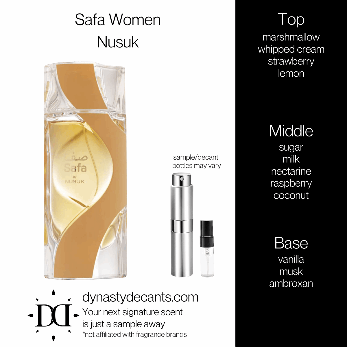Fragrance sample bottle for Safa by Nusuk