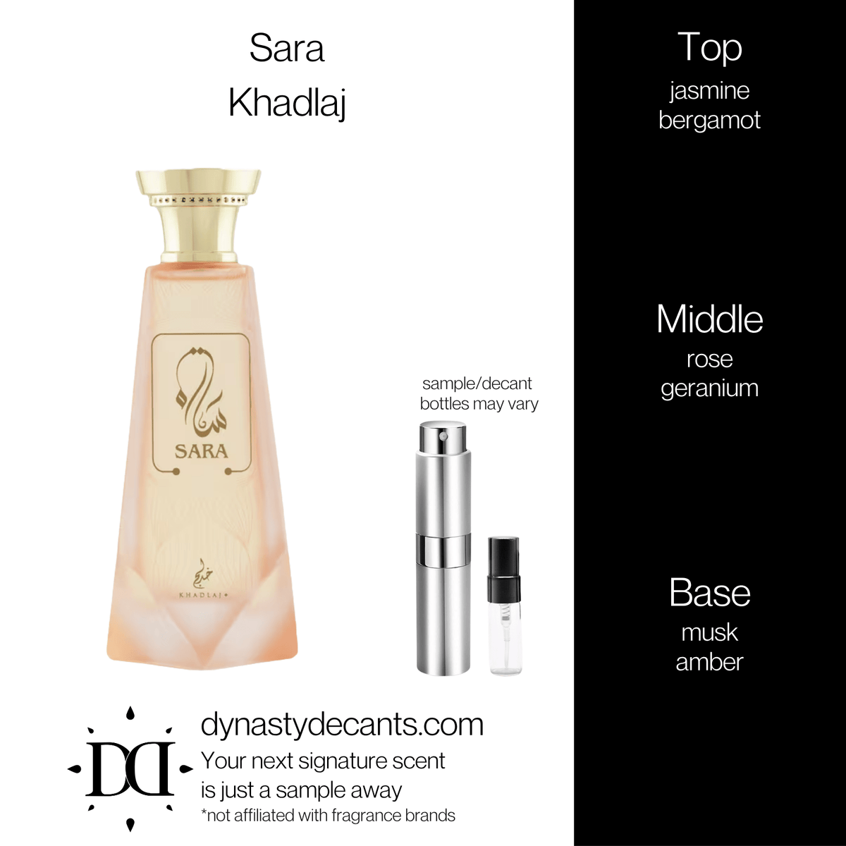 Fragrance sample bottle for Sara by Khadlaj
