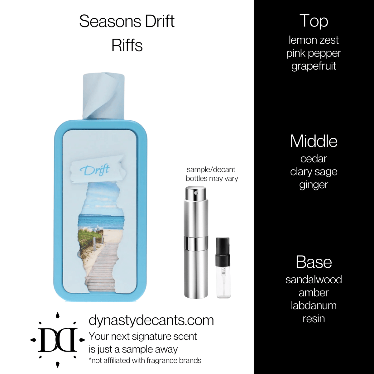 Fragrance sample bottle for Seasons Drift by Riiffs
