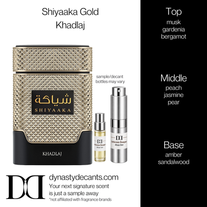 Fragrance sample bottle for Shiyaaka Gold by Khadlaj