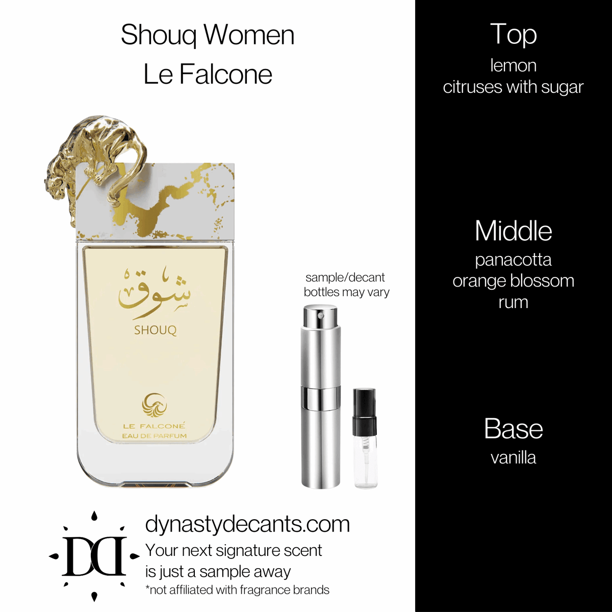 Fragrance sample bottle for Shouq by Le Falcone