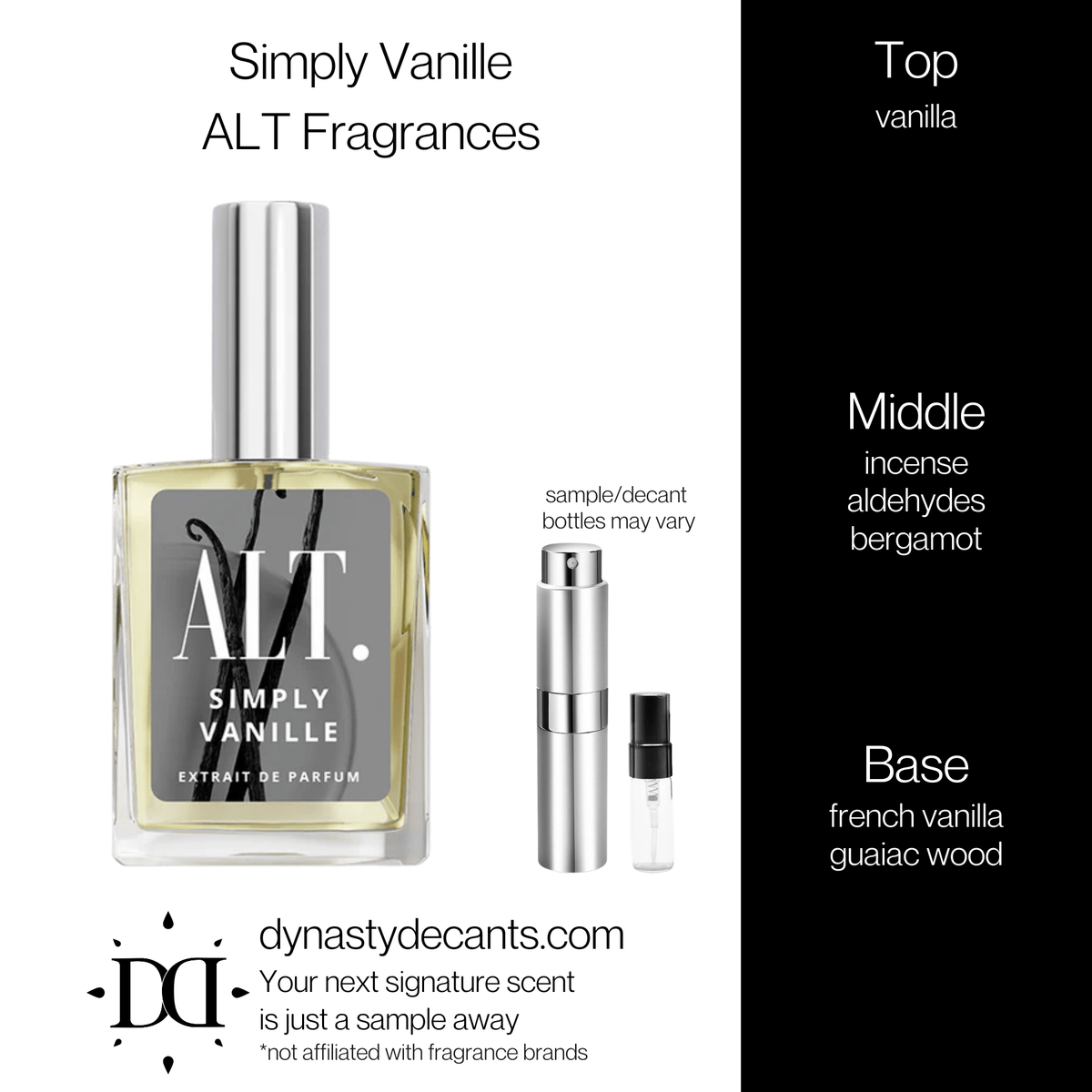Fragrance sample bottle for Simply Vanille by ALT Fragrances