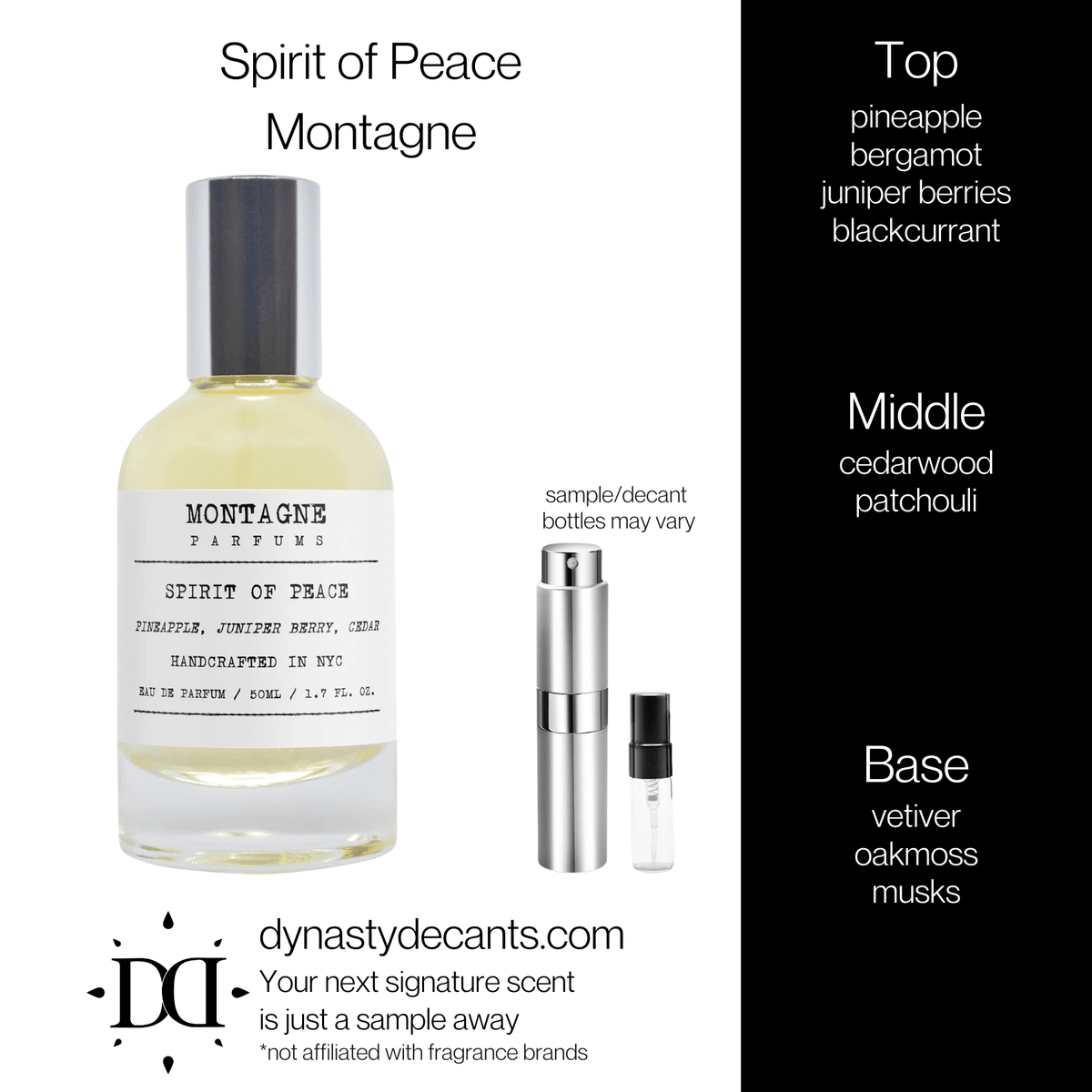 Fragrance sample bottle for Spirit of Peace by Montagne