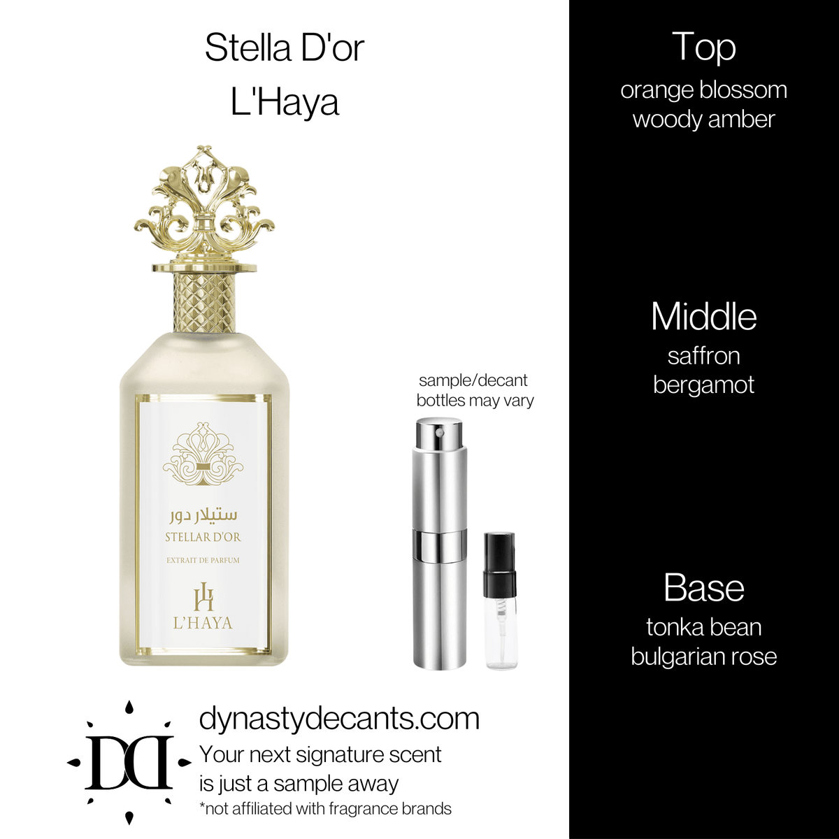 Fragrance sample bottle for Stella D'or by L'Haya