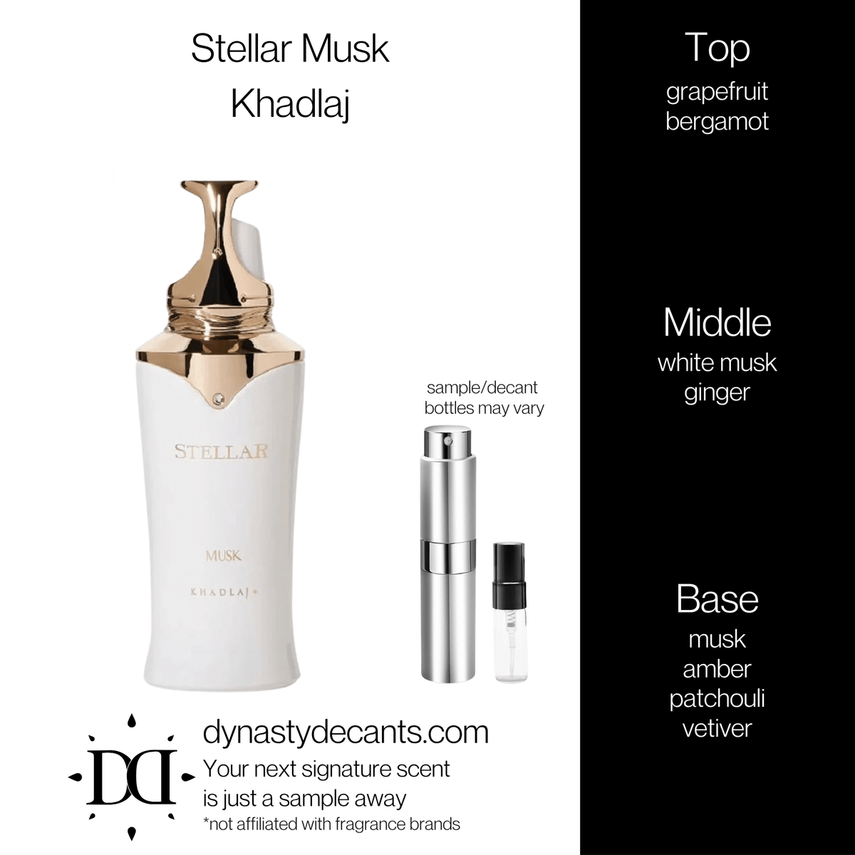 Fragrance sample bottle for Stellar Musk by Khadlaj