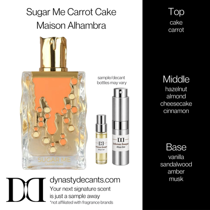Fragrance sample bottle for Sugar Me Carrot Cake by Maison Alhambra
