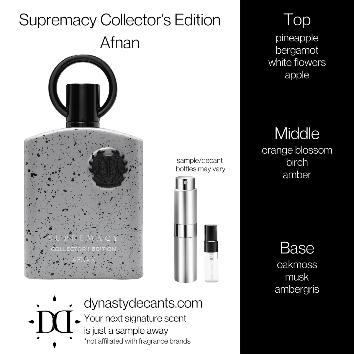 Fragrance sample bottle for Supremacy Collector's Edition by Afnan