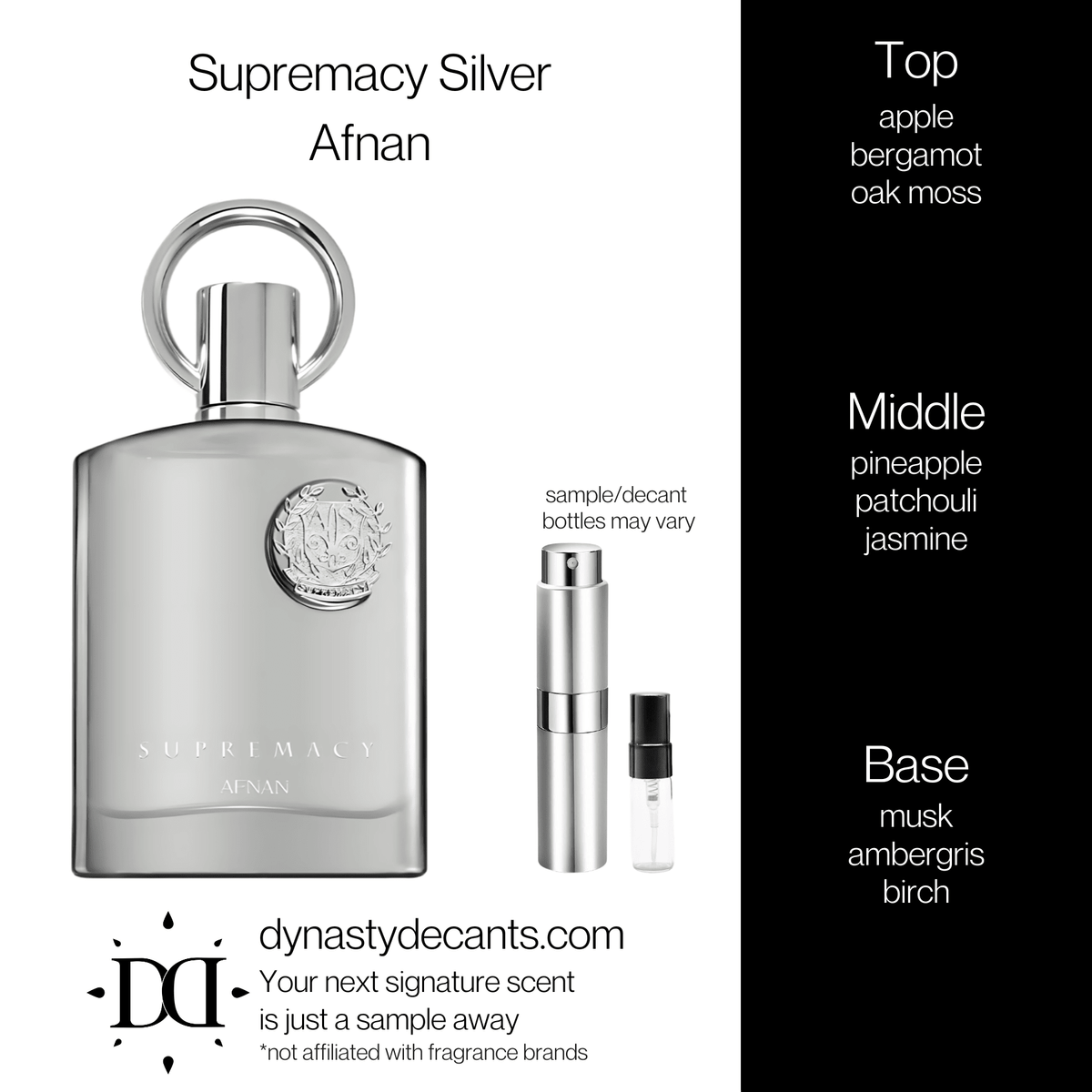 Fragrance sample bottle for Supremacy Silver by Afnan