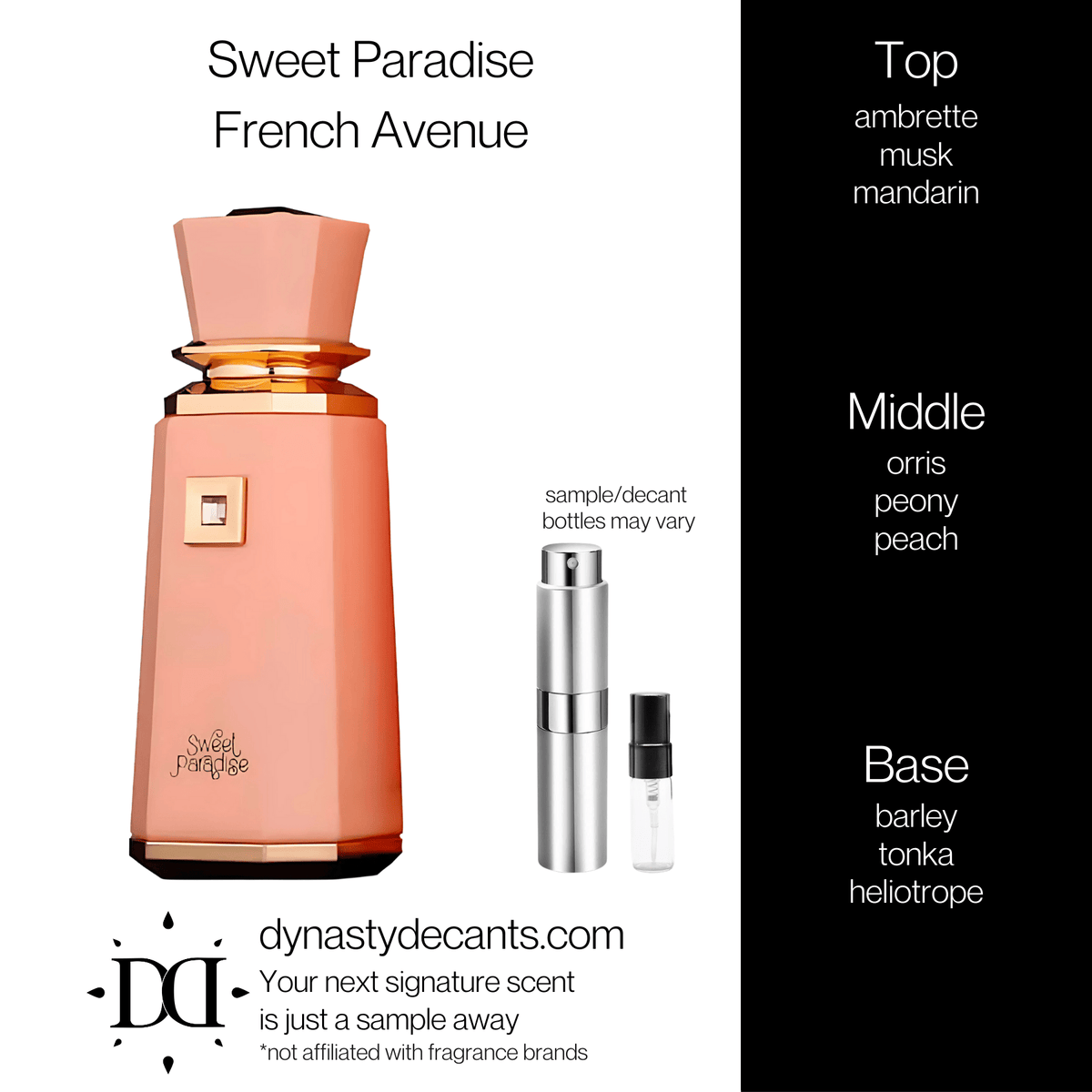 Fragrance sample bottle for Sweet Paradise by French Avenue