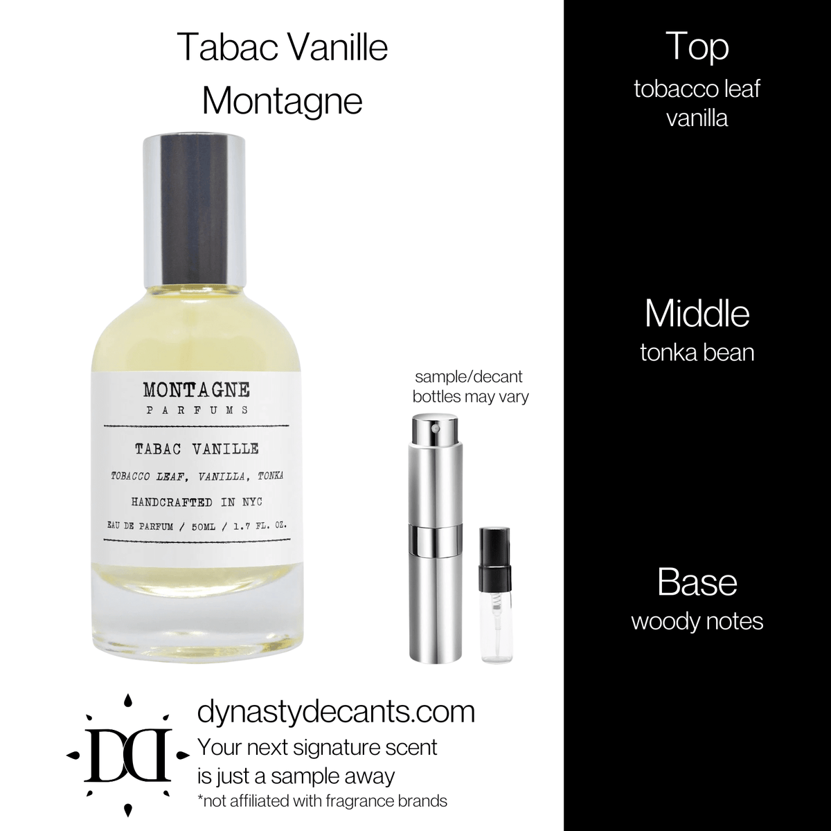 Fragrance sample bottle for Tabac Vanille by Montagne