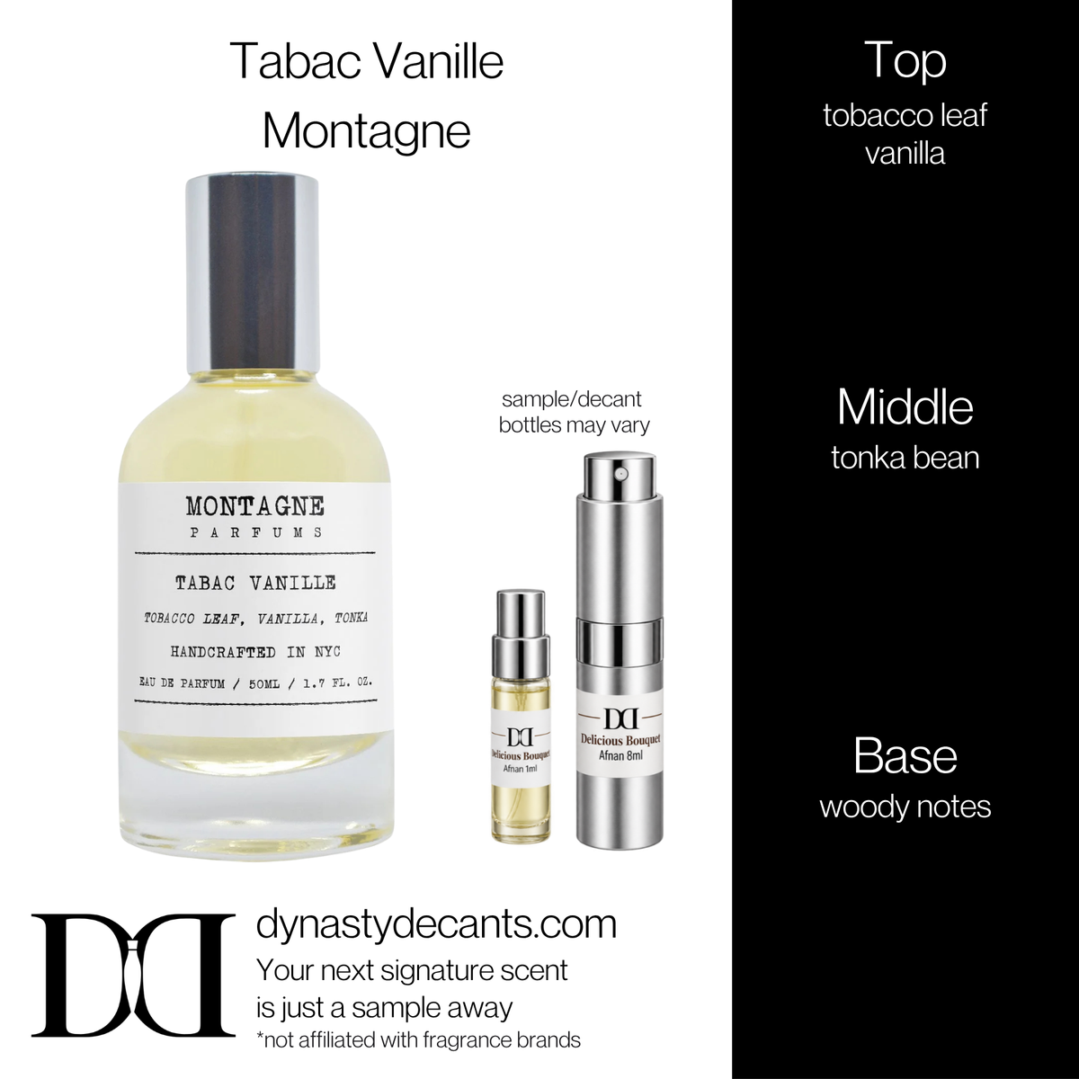 Fragrance sample bottle for Tabac Vanille by Montagne